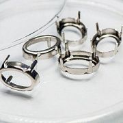 Цапы для стразов овальные, открытые, цвет платина, 16х13 мм