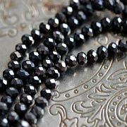 Бусина, стекло абакус 6, граненая, цвет стальной зеркальный, 6х5 мм