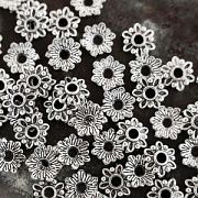 Шапочка для бусин "Лён", цвет античное серебро, 7x7x2 мм