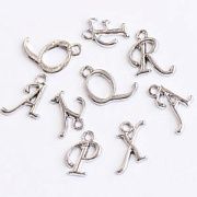 Подвеска металлическая "Алфавит", цвет платина, 12-17x4-15x2 мм