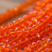 Бусина, стекло абакус 6, граненая, цвет темно-оранжевый, 6х4 мм