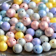 Бусина, имитация жемчуга "Пудра", акрил, цветовой микс, 16 мм