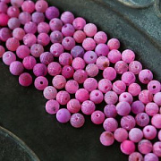 Бусина агат 6, морозная с трещинками, цвет маджента, 6 мм (стренд 18 шт.)