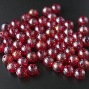 Бусина, стекло 10, цвет красный АВ, 10 мм