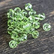 Бусина, стекло биконус, цвет светло-зеленый, 4 мм (уп.30+/-5 шт)