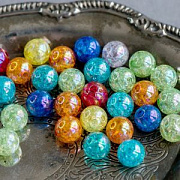 Бусина, акрил "Кракле", цветовой микс, 20 мм