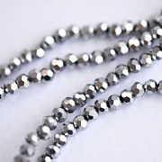 Бусина, стекло абакус 3, граненая, цвет потемневшее серебро, 3x2 мм (уп 85+/-10 шт)