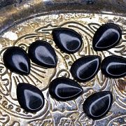 Кабошон "Кошачий глаз" капля, стекло, цвет черный, 14x10x2.5 мм