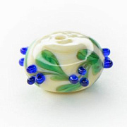 Бусина, Мурано "Клюква", синие ягоды,15х9 мм