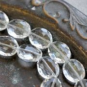 Бусина, стекло овальная, граненая, цвет прозрачный, 20x16x10 мм