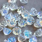 Бусина "Лотос", стекло, цвет прозрачный АВ, 11x10.5x8 мм