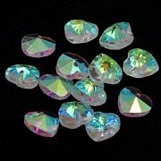 Подвеска стеклянная "Сердце", граненая, цвет прозрачный АВ, 10х10х5 мм