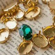 Цапы для стразов овальные, закрытые, цвет золото, 16х13 мм