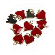 Подвеска металл "Сердечко", позолота/красный, 14x13x2.8 мм