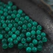 Бусина "Кошачий глаз", стекло, цвет изумрудный, 4 мм (уп 30+/-3 шт)