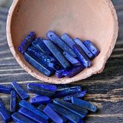 Бусина лазурит, багет, цвет синий, размерный микс