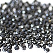 Бусина, стекло абакус 6, граненая, цвет черный, 6х4 мм