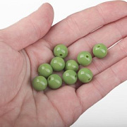 Бусина, стекло 10, цвет лайма, 10 мм