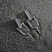 Пуссеты "Стремя", с цирконием, покрытие платина, 19.5 мм