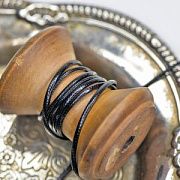 Шнур, имитация кожи, плоский, цвет черный, 2х1 мм