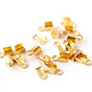 Зажим для шнура, цвет золото, 6х3 мм  (уп 40 +/-5 шт)