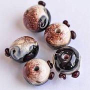Бусина, Мурано "Тирамису", круглая,14-15 мм