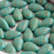 Бусина капля "Антик", акрил, цвет аква, 18x11.5x7.5 мм