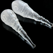 Бусина, Мурано "Сосулька", прозрачный, 28-30х10 мм