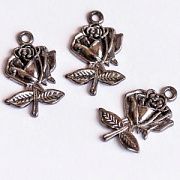 Подвеска металлическая "Роза", цвет черный, 25.5 мм