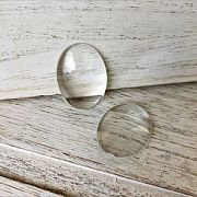 Кабошон стеклянный, овальный, прозрачный, 35х25х6 мм