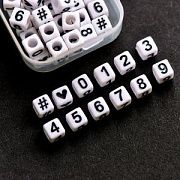 Набор Бусин-кубиков 48 шт. с цифрами/символами 0123456789#♡