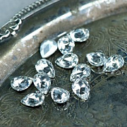 Кабошон стекло Кристалл, каплевидный, цвет Crystal, 14х10 мм