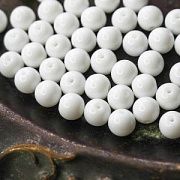 Бусина, стекло 8, цвет белый, 8 мм