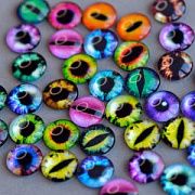 Кабошон стеклянный "Глазки", с принтом, 12х4 мм