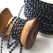 Бисер на нити, цвет синий гематит металлик, диаметр 2 мм