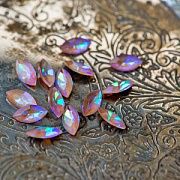 Кабошон стекло Кристалл, Navette, цвет Grey Shimmer, 12х6 мм