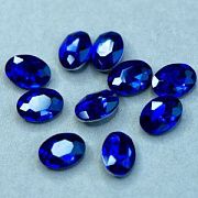 Кабошон стекло Кристалл, овальный, цвет Sapphire, 14х10 мм