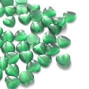 Кабошон "Кошачий глаз"  сердечко, стекло, цвет морской зеленый, 10x10x2.5 мм