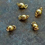 Застежка магнитная "Шарик", с колечками,  позолота, желтое золото, 11.5x6 мм