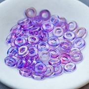 Бусина "Ринг", стекло, цвет яркий сиреневый/золотистый, 10x3 мм