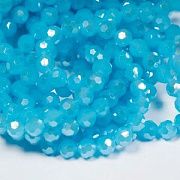 Бусина, непрозрачная, граненая, стекло, цвет бирюзовый перламутровый, 8 мм