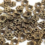 Шапочка для бусин "Лён", цвет античная бронза, 7x7x2 мм