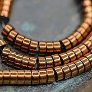 Бусина гематит синт., металлизир., рондель, цвет медный, 6x2 мм (уп. 30 шт.)