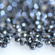 Бусина, стекло абакус 6, граненая, цвет гематитовый, 6х4 мм 