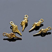 Подвеска металлическая "Ракушка Мурицида", позолота, 16.5x6.5x4.5 мм