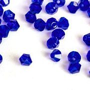 Бусина, стекло биконус, цвет синий, 4 мм (уп.30+/-5 шт)
