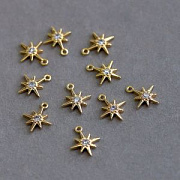 Подвеска металл "Стар", позолота/циркон, 10.5x8.5x2 мм