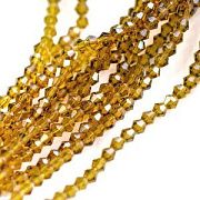 Бусина, стекло биконус, цвет шампанского, 4 мм (уп.30+/-5 шт)