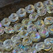 Бусина "Аммонит", стекло, цвет прозрачный радужный, 12x11.5x4.5 мм