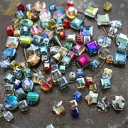 Бусина "Электра", граненая, стекло, цветовой микс радужный, размерный микс (уп 10 г)